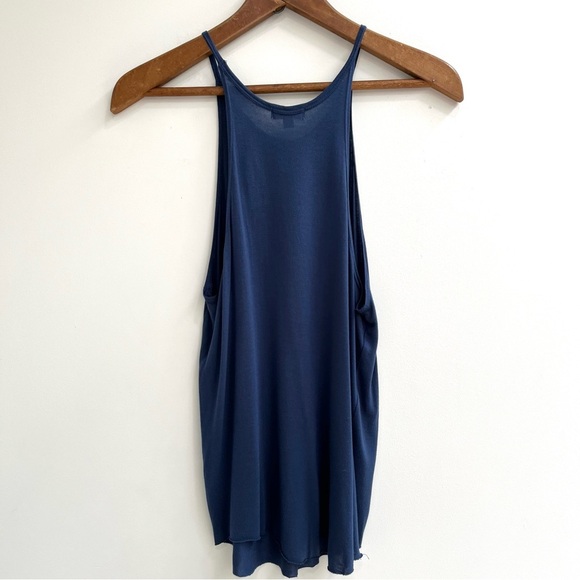 LNA blue tank top rounded raw hem modal size small - Picture 2 of 6